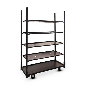 Carro danés negro presentación muebles flores y plantas